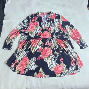 Honeybee curvy floral and animal print tunic XXL